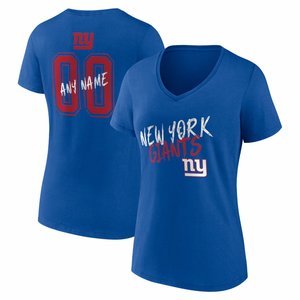 New York Giants Women's Hustle Personalized Name & Number V-Neck T-Shirt - Royal outlet