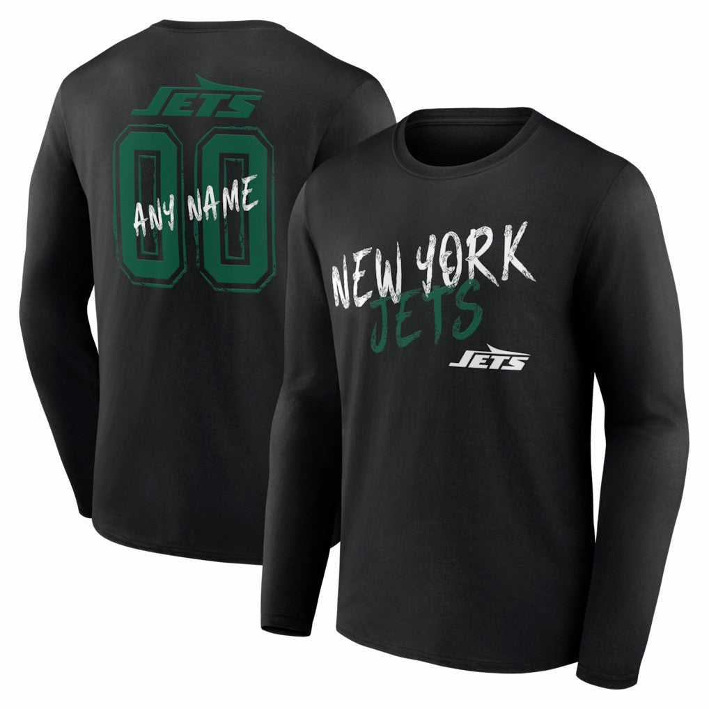 New York Jets Hustle Personalized Name & Number Long Sleeve T-Shirt - Black cheap
