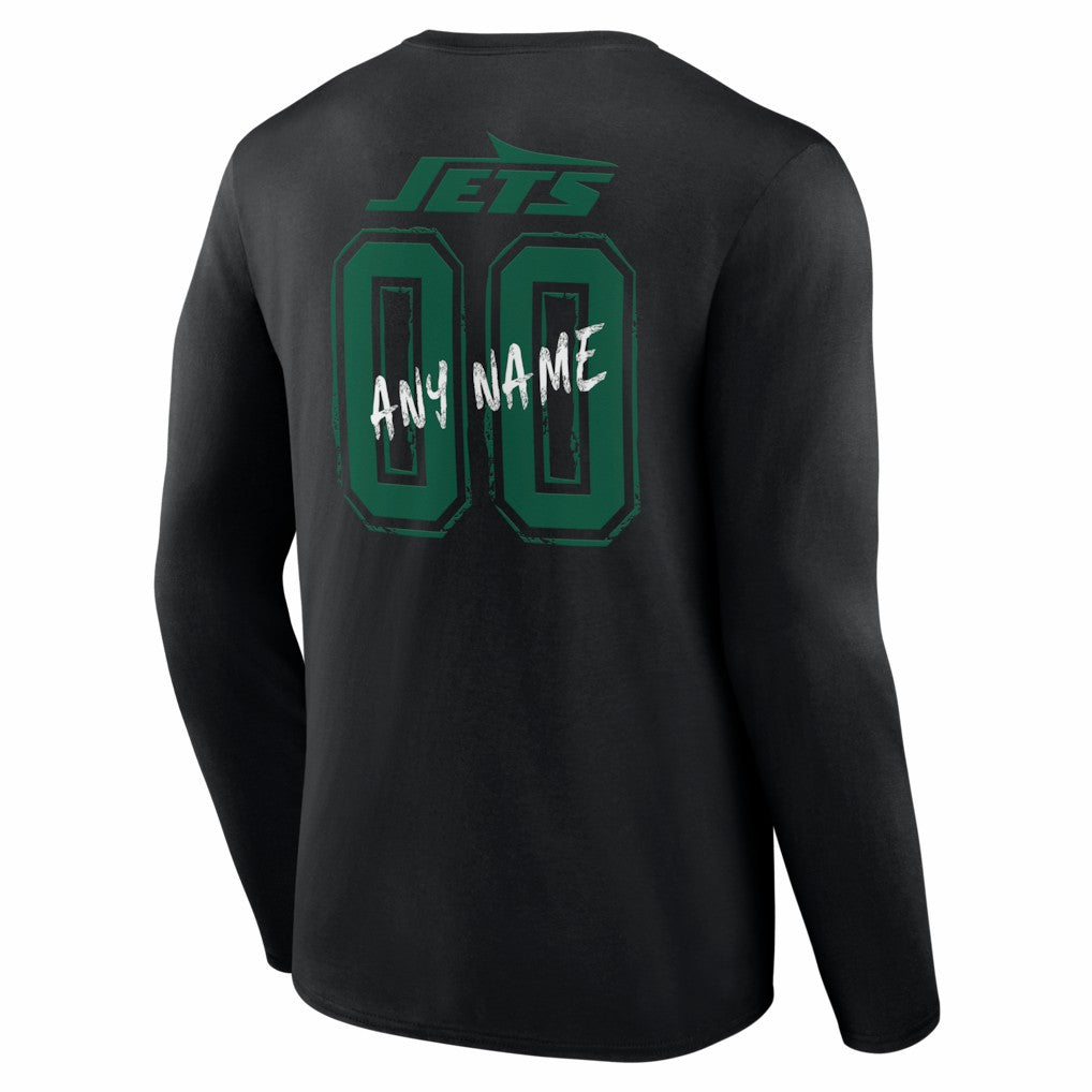 New York Jets Hustle Personalized Name & Number Long Sleeve T-Shirt - Black cheap