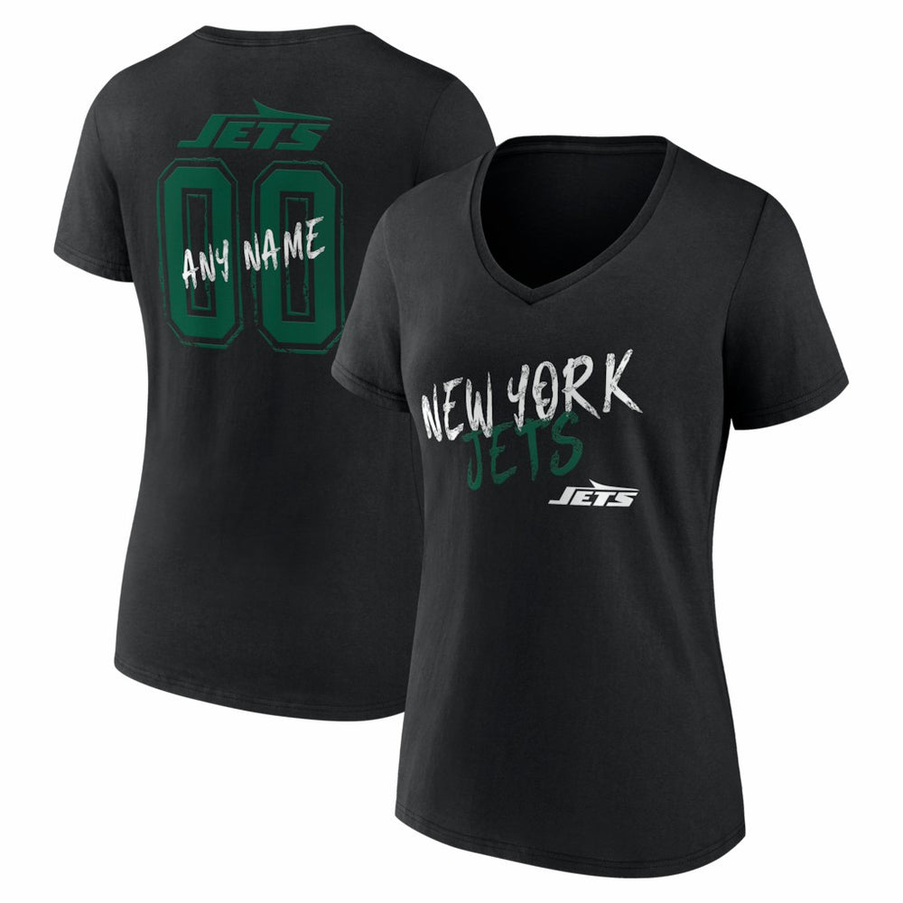 New York Jets Women's Hustle Personalized Name & Number V-Neck T-Shirt - Black sale
