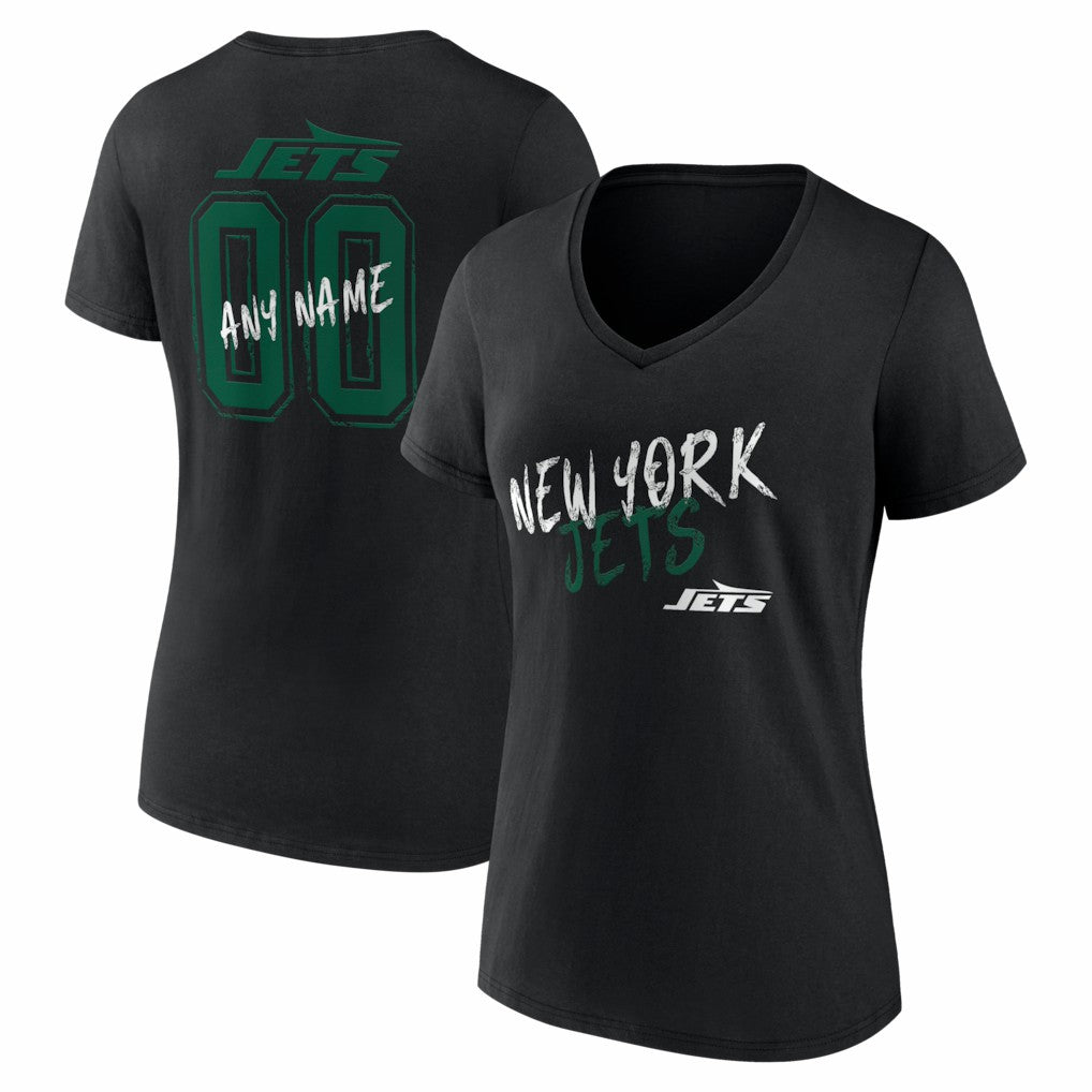 New York Jets Women's Hustle Personalized Name & Number V-Neck T-Shirt - Black sale