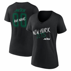 New York Jets Women's Hustle Personalized Name & Number V-Neck T-Shirt - Black sale