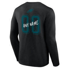 Philadelphia Eagles Hustle Personalized Name & Number Long Sleeve T-Shirt - Black for sale