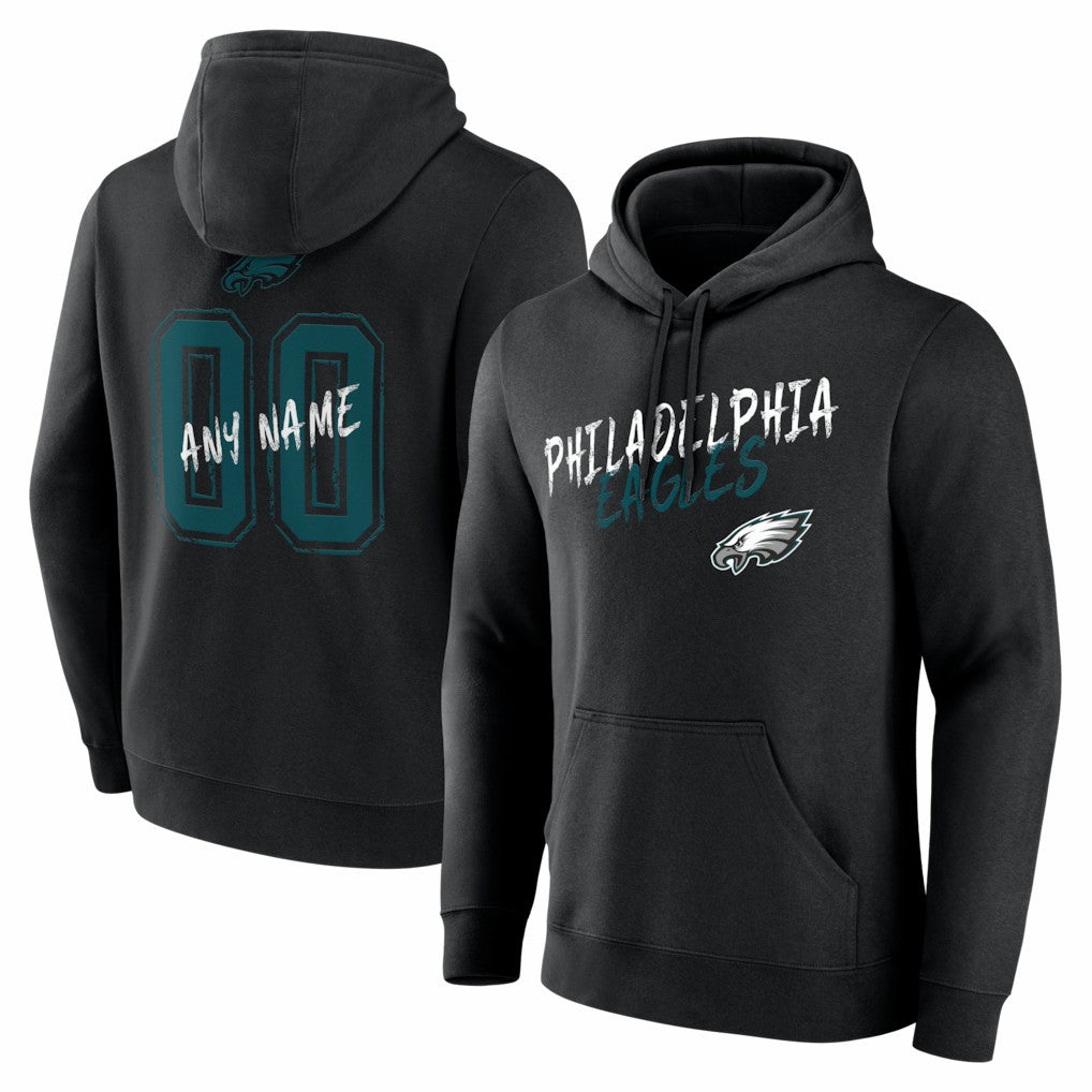 Philadelphia Eagles Hustle Personalized Name & Number Hoodie - Black on sale