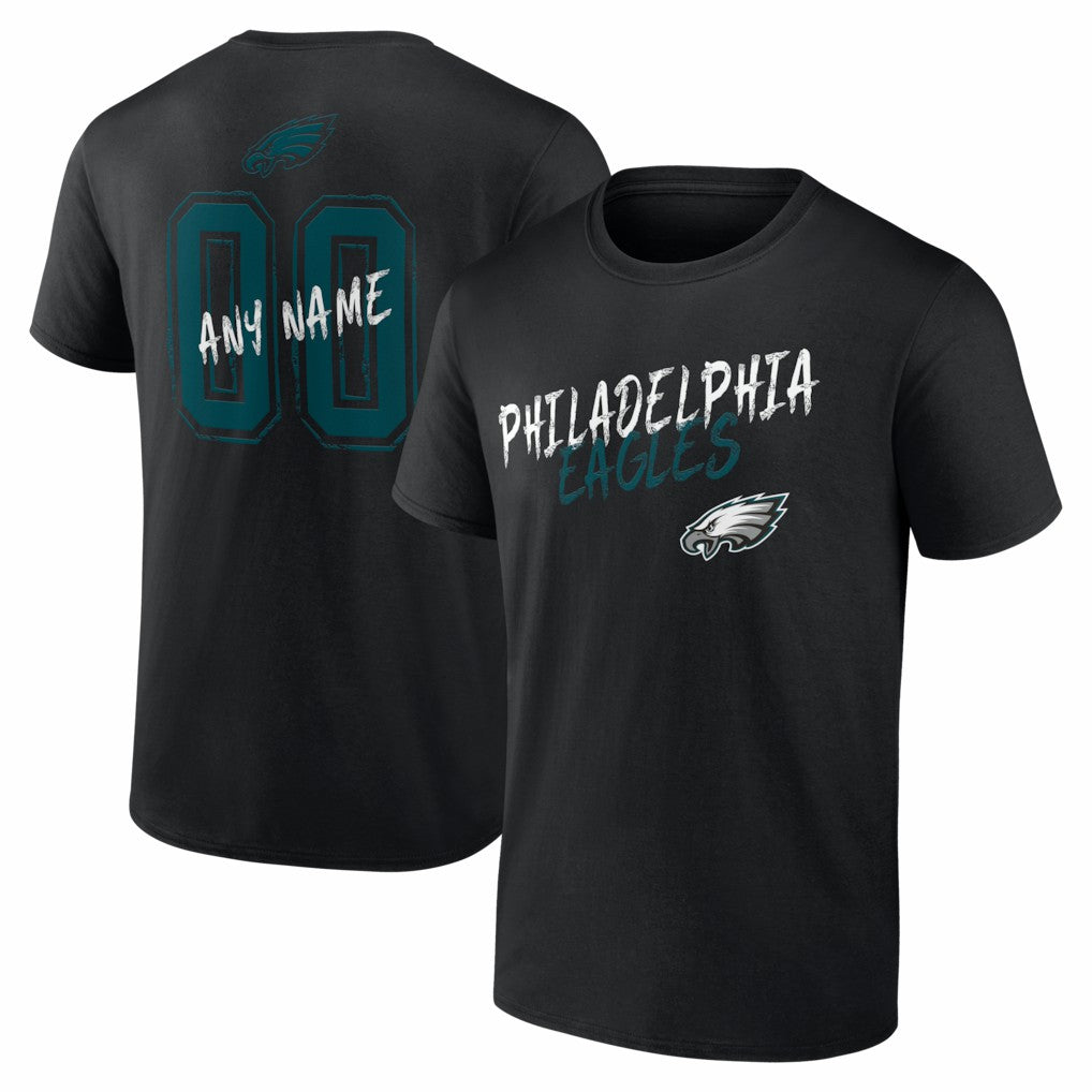 Philadelphia Eagles Hustle Personalized Name & Number T-Shirt - Black discount