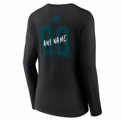 Philadelphia Eagles Women's Hustle Personalized Name & Number Long Sleeve V-Neck T-Shirt - Black cheap