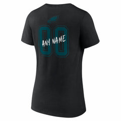 Philadelphia Eagles Women's Hustle Personalized Name & Number V-Neck T-Shirt - Black on sale