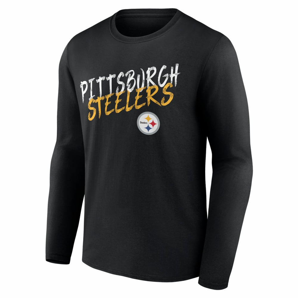 Pittsburgh Steelers Hustle Personalized Name & Number Long Sleeve T-Shirt - Black discount