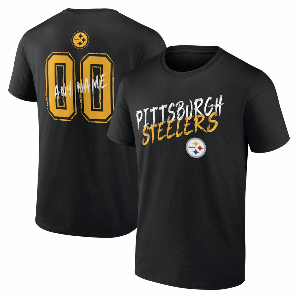Pittsburgh Steelers Hustle Personalized Name & Number T-Shirt - Black discount