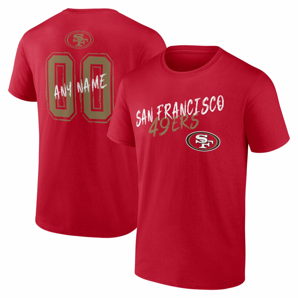 San Francisco 49ers Hustle Personalized Name & Number T-Shirt - Scarlet online