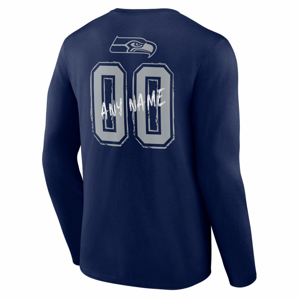 Seattle Seahawks Hustle Personalized Name & Number Long Sleeve T-Shirt - College Navy discount