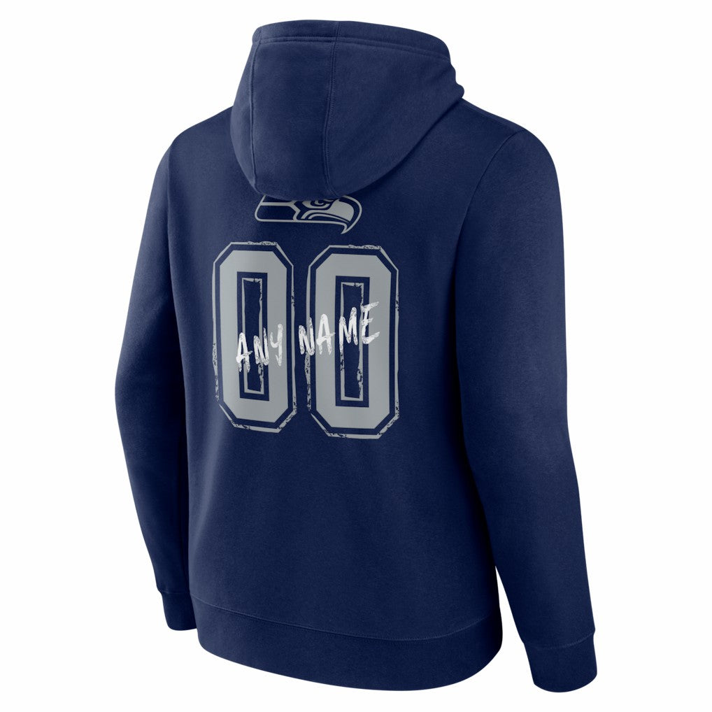 Seattle Seahawks Hustle Personalized Name & Number Hoodie - College Navy on sale