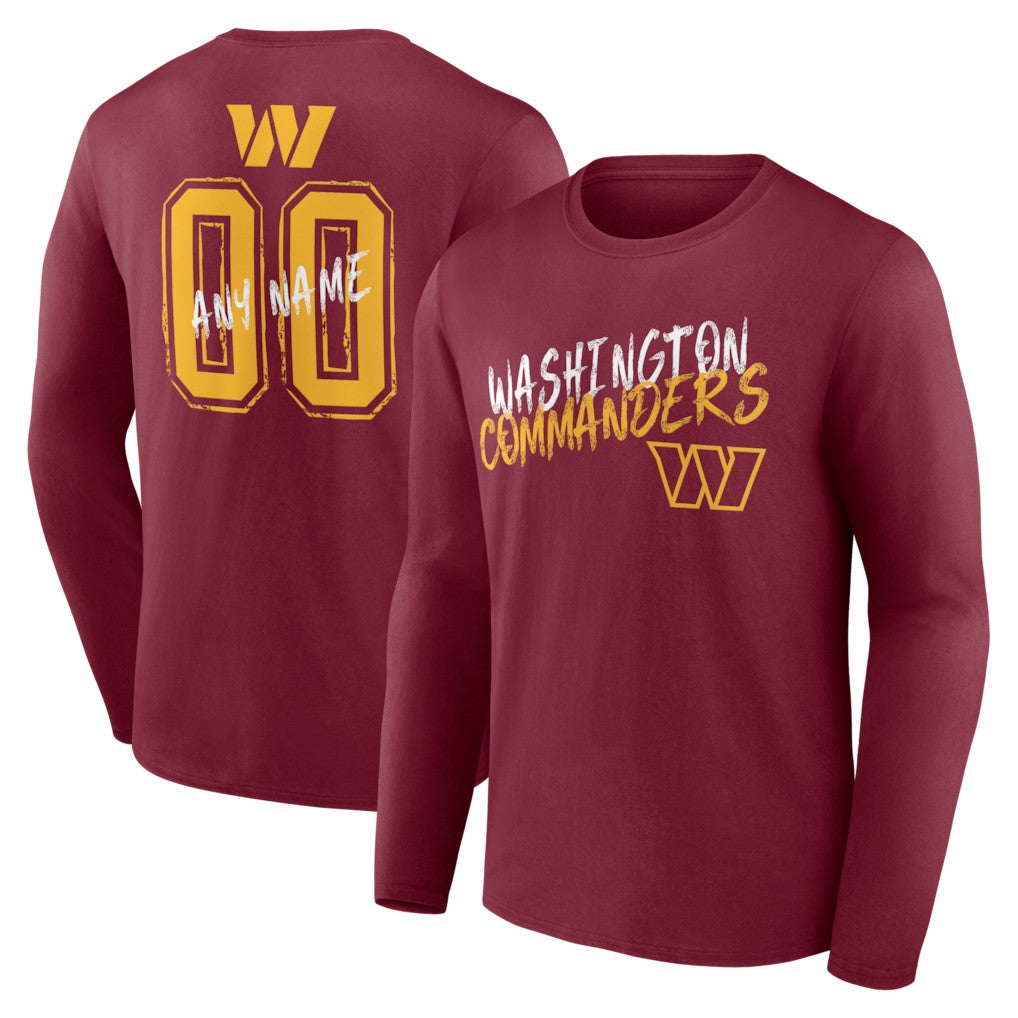 Washington Commanders Hustle Personalized Name & Number Long Sleeve T-Shirt - Burgundy for sale