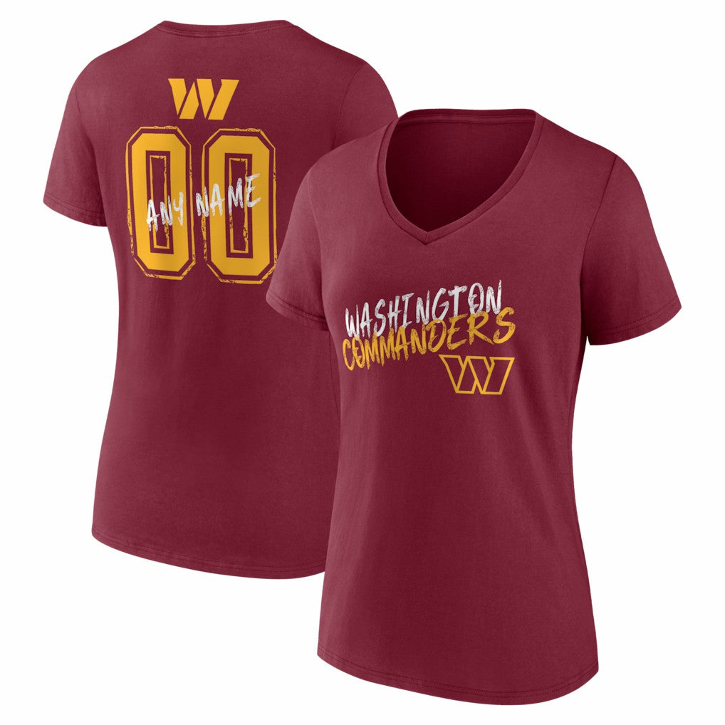 Washington Commanders Women's Hustle Personalized Name & Number V-Neck T-Shirt - Burgundy sale