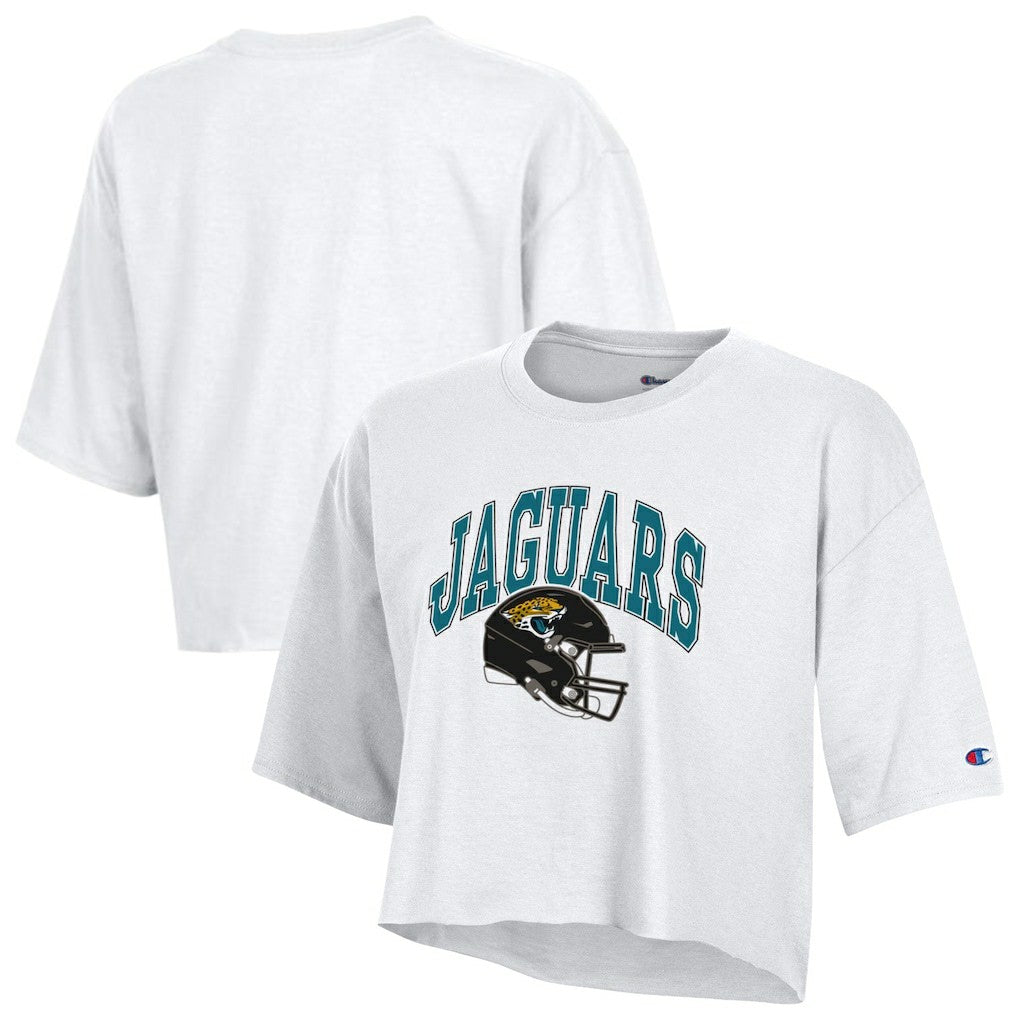 Jacksonville Jaguars Champion Women's Boyfriend Cropped T-Shirt - White for sale