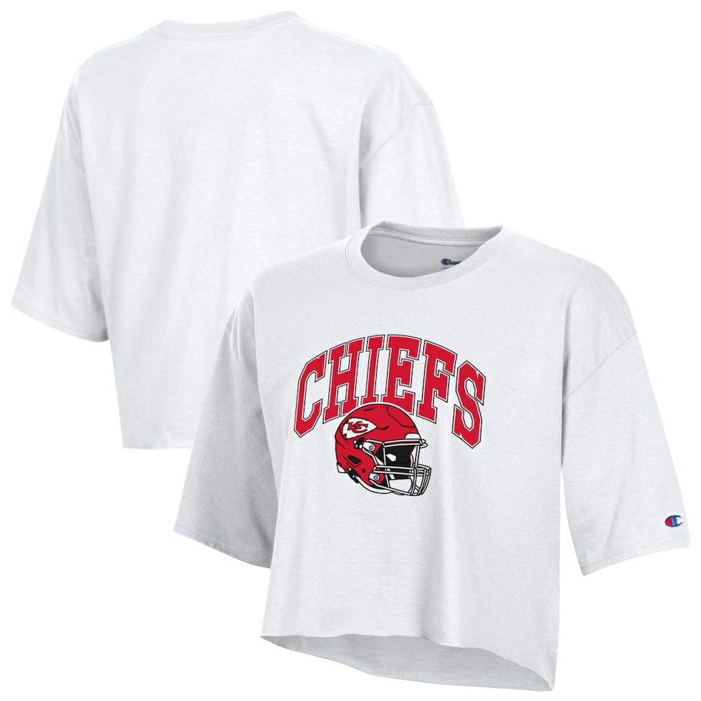 Kansas City Chiefs Champion Women's Boyfriend Cropped T-Shirt - White for sale