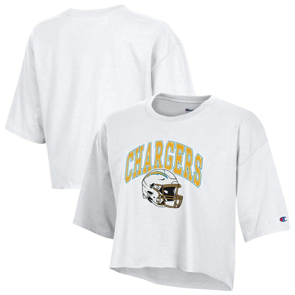 Los Angeles Chargers Champion Women's Boyfriend Cropped T-Shirt - White on sale