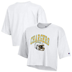 Los Angeles Chargers Champion Women's Boyfriend Cropped T-Shirt - White on sale