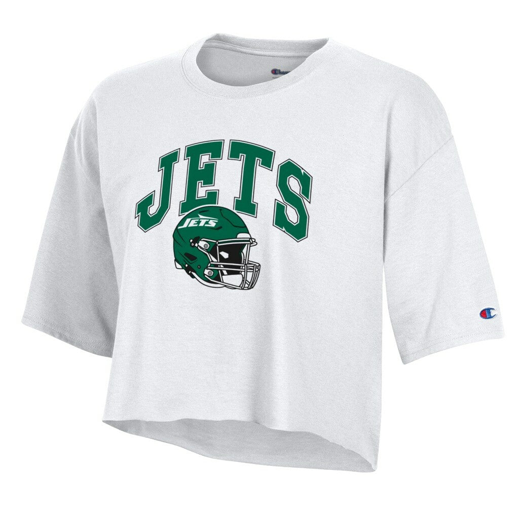 New York Jets Champion Women's Boyfriend Cropped T-Shirt - White discount