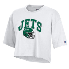 New York Jets Champion Women's Boyfriend Cropped T-Shirt - White discount