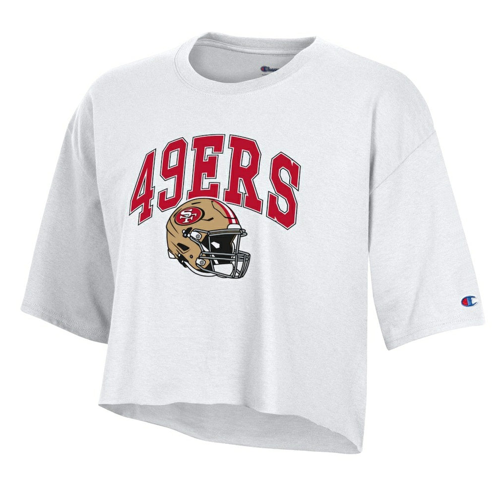San Francisco 49ers Champion Women's Boyfriend Cropped T-Shirt - White outlet