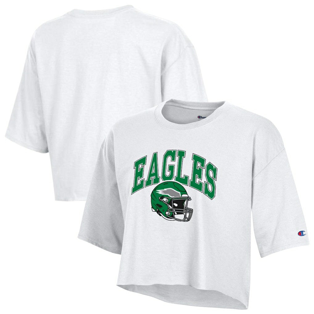 Philadelphia Eagles Champion Women's Boyfriend Cropped T-Shirt - White on sale