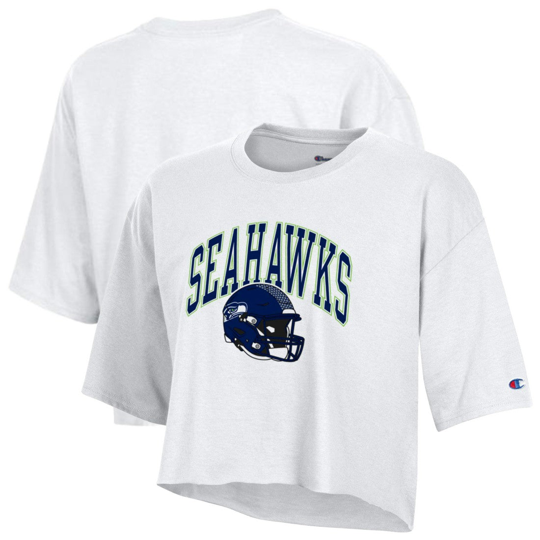 Seattle Seahawks Champion Women's Boyfriend Cropped T-Shirt - White sale