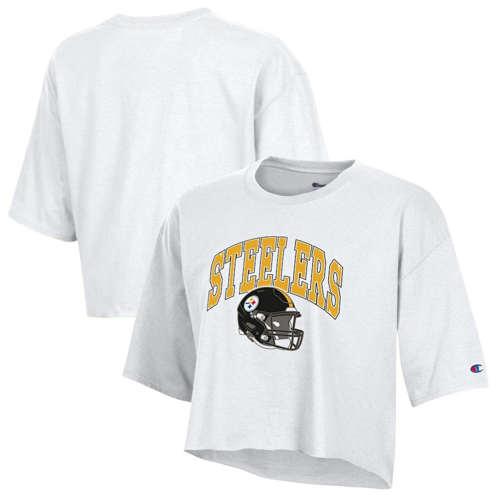 Pittsburgh Steelers Champion Women's Boyfriend Cropped T-Shirt - White outlet