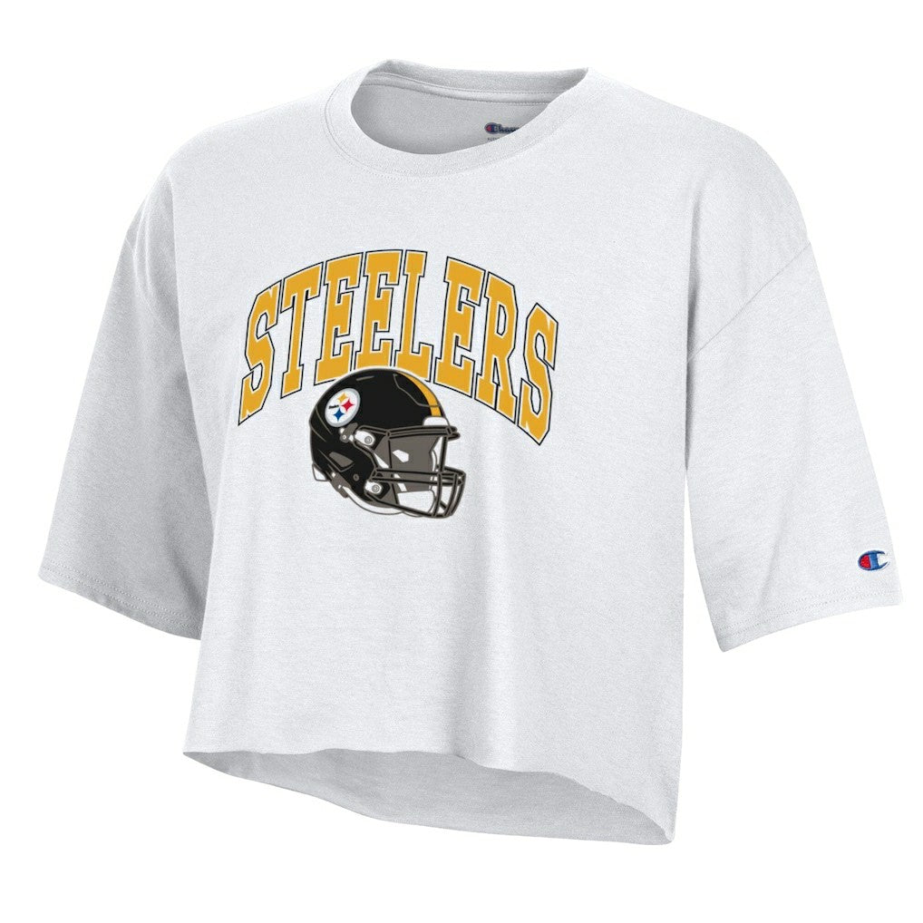 Pittsburgh Steelers Champion Women's Boyfriend Cropped T-Shirt - White outlet