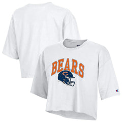 Chicago Bears Champion Women's Boyfriend Cropped T-Shirt - White discount