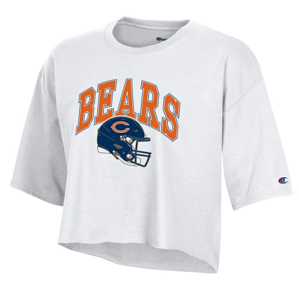 Chicago Bears Champion Women's Boyfriend Cropped T-Shirt - White discount