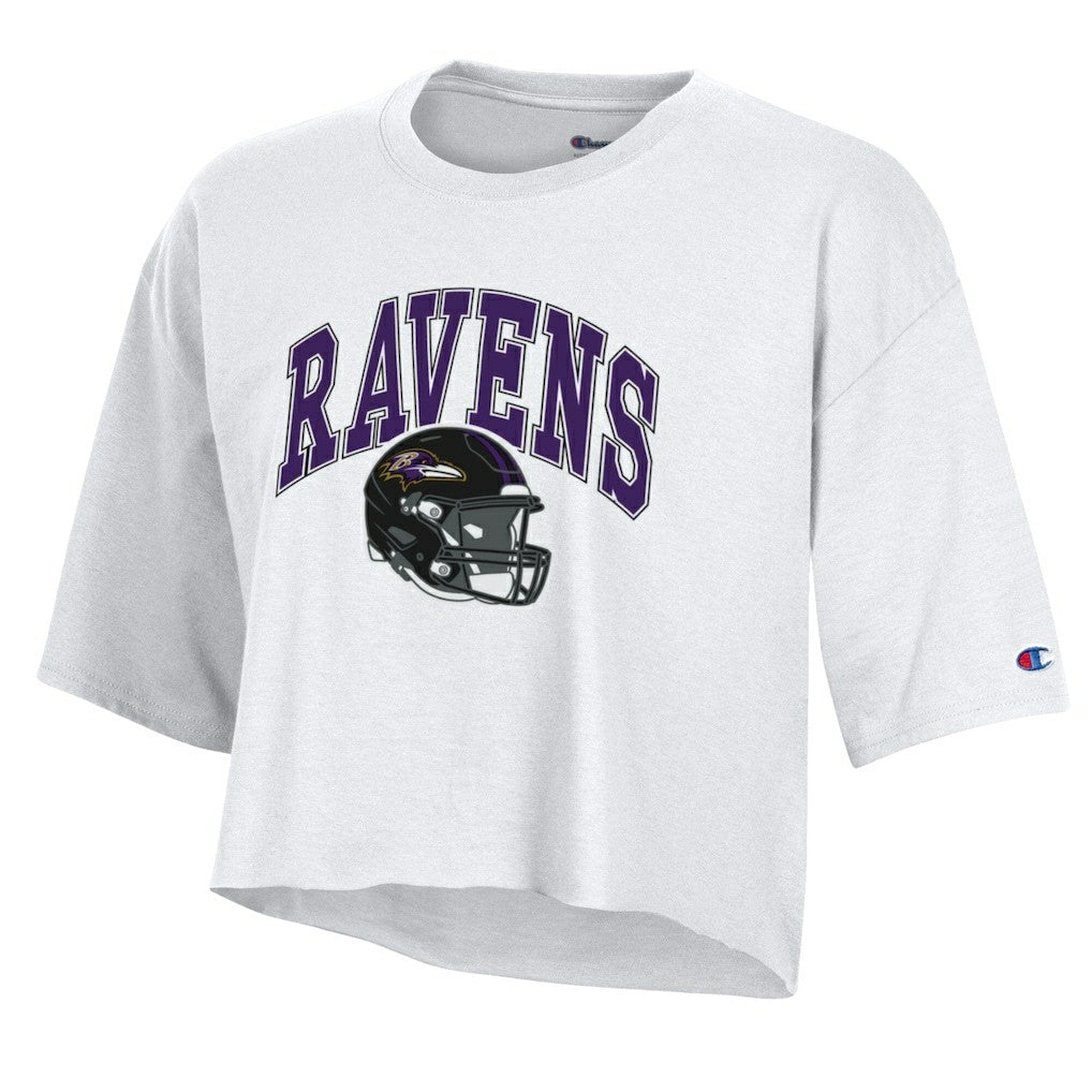 Baltimore Ravens Champion Women's Boyfriend Cropped T-Shirt - White outlet