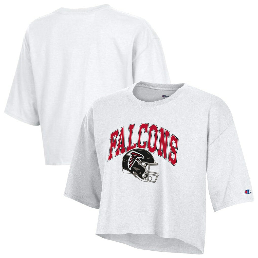 Atlanta Falcons Champion Women's Boyfriend Cropped T-Shirt - White on sale
