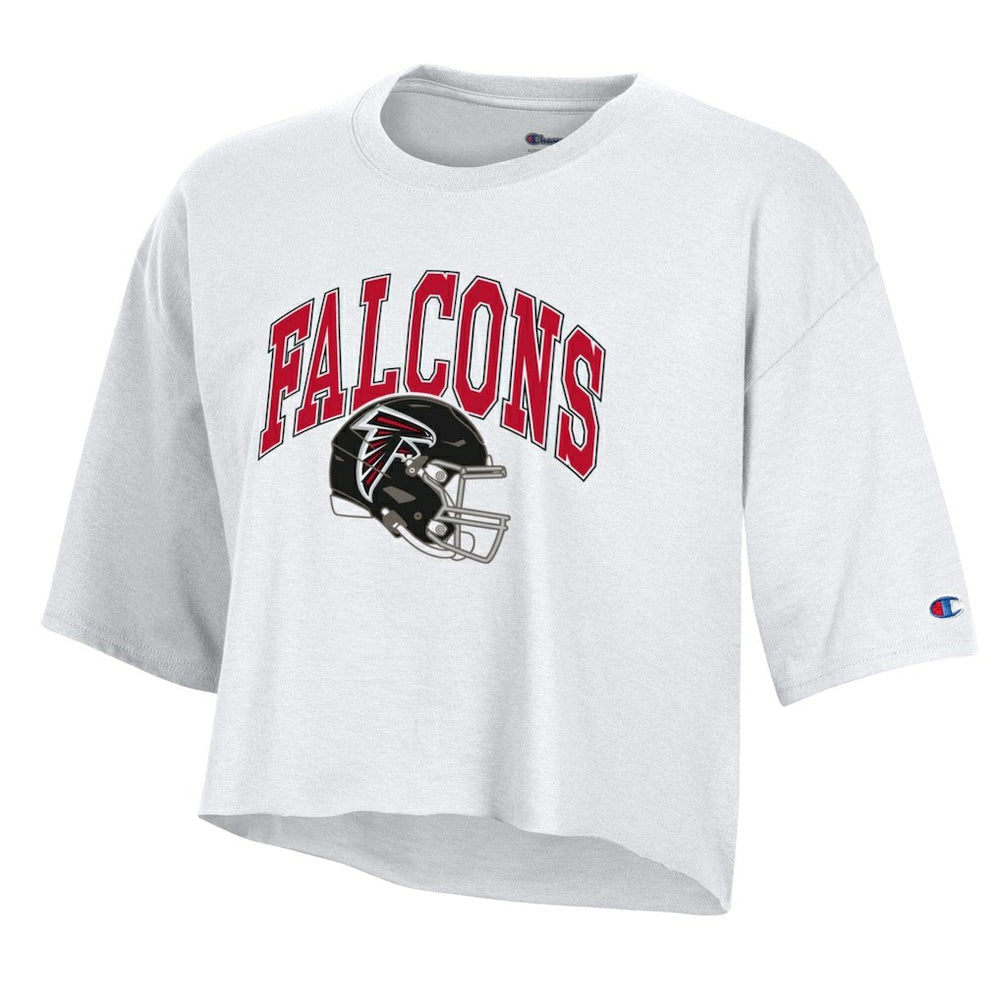 Atlanta Falcons Champion Women's Boyfriend Cropped T-Shirt - White on sale