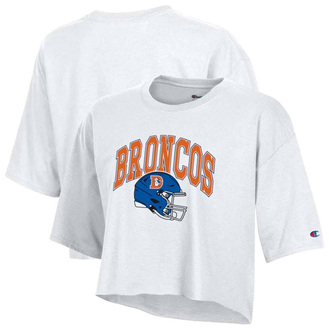 Denver Broncos Champion Women's Boyfriend Cropped T-Shirt - White cheap