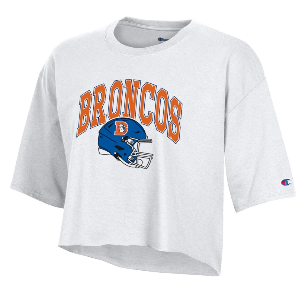 Denver Broncos Champion Women's Boyfriend Cropped T-Shirt - White cheap