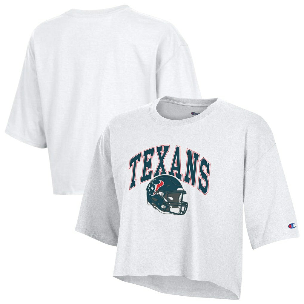 Houston Texans Champion Women's Boyfriend Cropped T-Shirt - White on sale