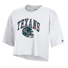Houston Texans Champion Women's Boyfriend Cropped T-Shirt - White on sale
