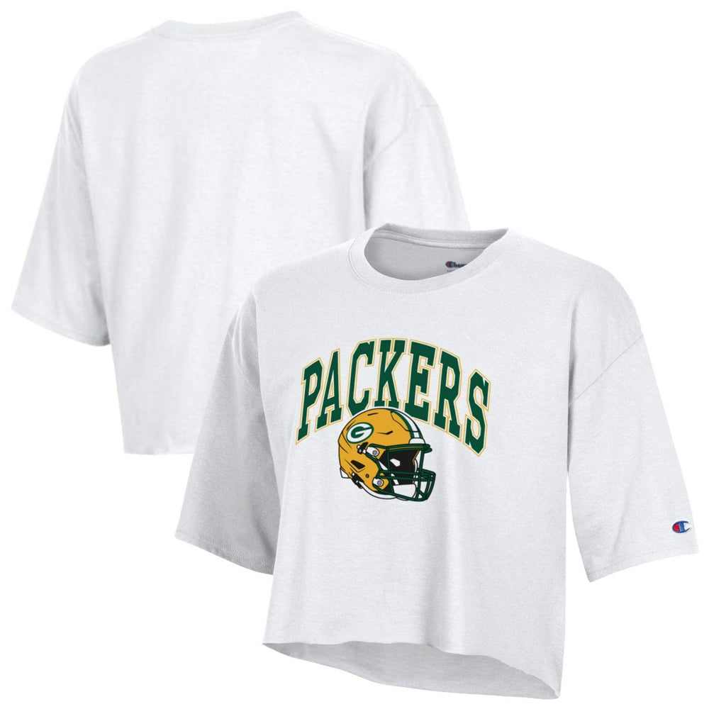 Green Bay Packers Champion Women's Boyfriend Cropped T-Shirt - White on sale