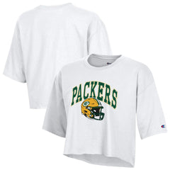Green Bay Packers Champion Women's Boyfriend Cropped T-Shirt - White on sale