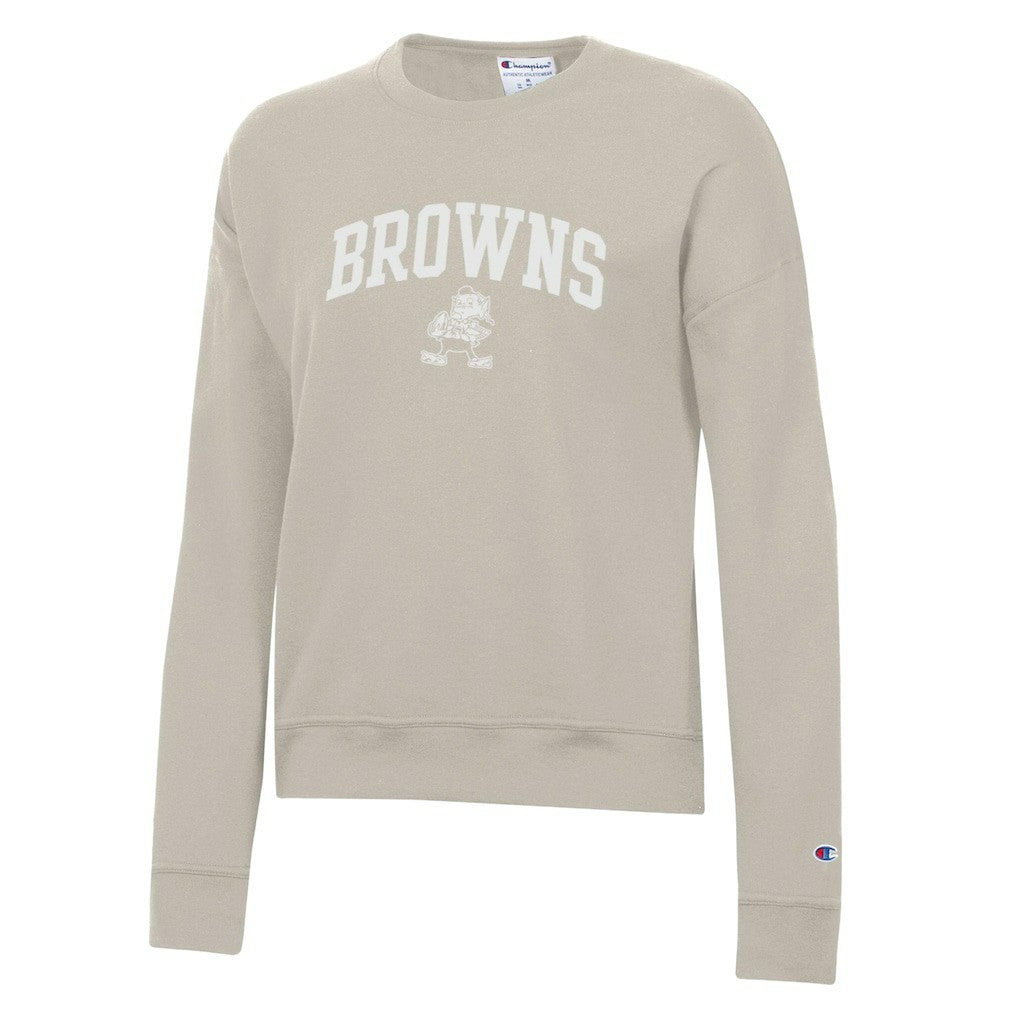 Cleveland Browns Champion Women's Powerblend Cocoa Butter Fleece Sweatshirt - Light Brown sale