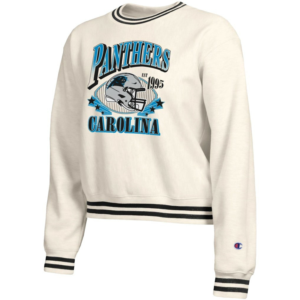 Carolina Panthers Champion Women's Reverse Weave Fleece Sweatshirt - Cream for sale