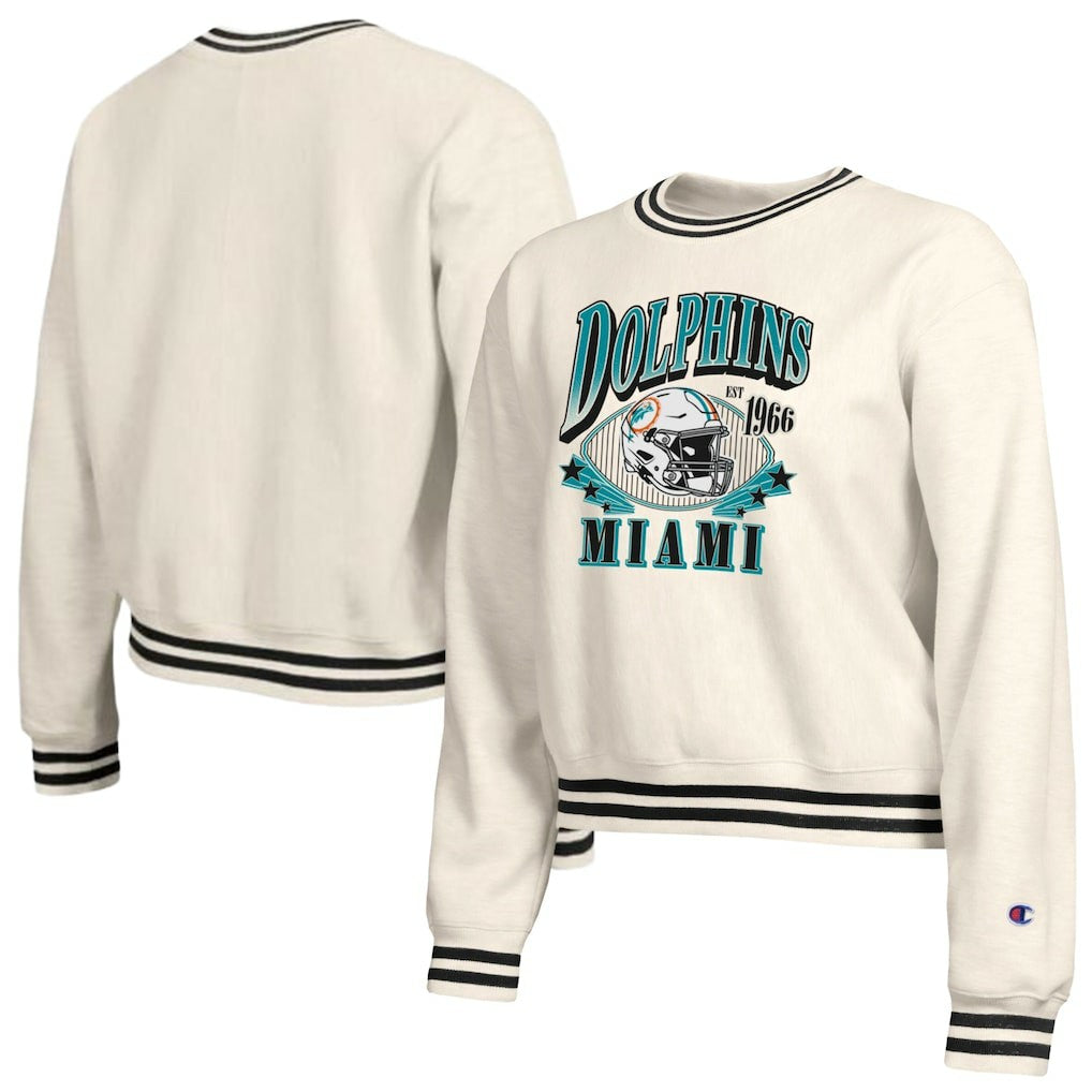 Miami Dolphins Champion Women's Reverse Weave Fleece Sweatshirt - Cream for sale