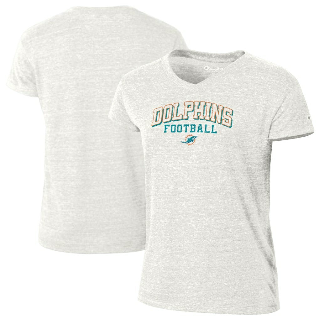 Miami Dolphins Champion Women's Triumph Tri-Blend V-Neck T-Shirt - White on sale