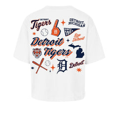 Detroit Tigers Women's Collage Script Reed City T-Shirt White