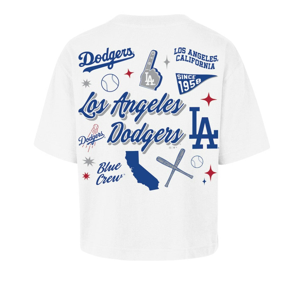 Los Angeles Dodgers Women's Collage Script Reed City T-Shirt White