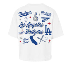 Los Angeles Dodgers Women's Collage Script Reed City T-Shirt White