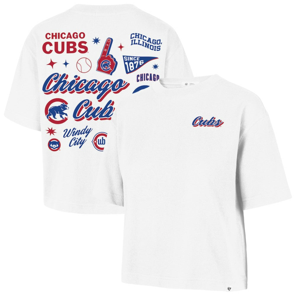 Chicago Cubs Women's Collage Script Reed City T-Shirt White