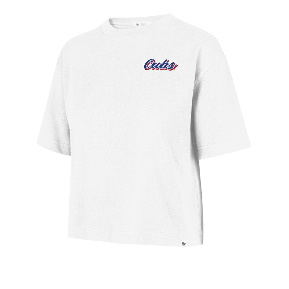 Chicago Cubs Women's Collage Script Reed City T-Shirt White