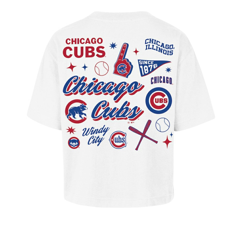 Chicago Cubs Women's Collage Script Reed City T-Shirt White